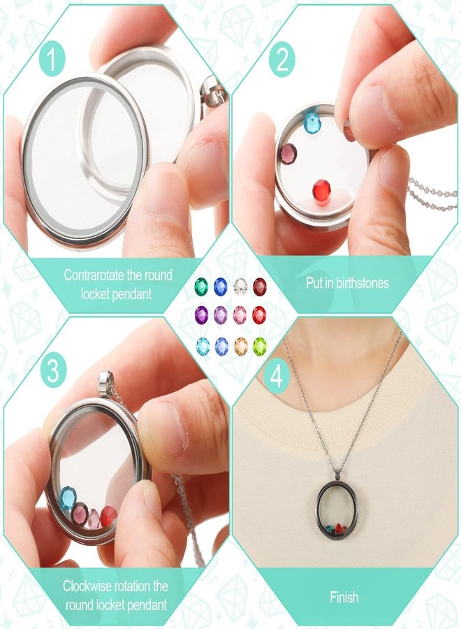 Highergo 6 Pcs Locket Necklace DIY Floating Round Locket Pendant Floating Memory Necklace for Women Friendship Memory Nostalgic - Image 2